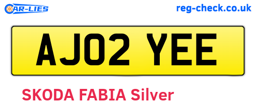AJ02YEE are the vehicle registration plates.
