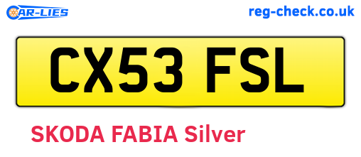 CX53FSL are the vehicle registration plates.