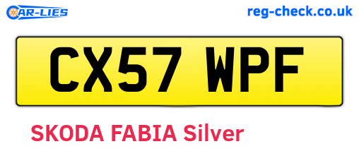 CX57WPF are the vehicle registration plates.