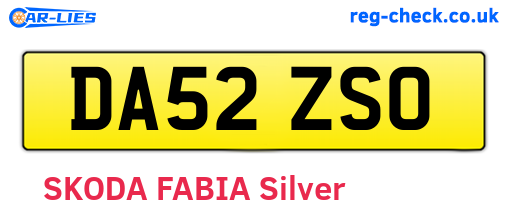 DA52ZSO are the vehicle registration plates.