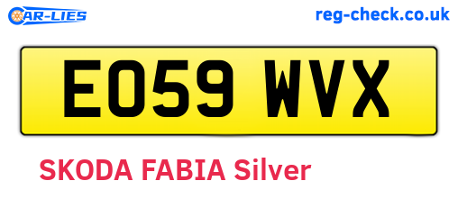 EO59WVX are the vehicle registration plates.