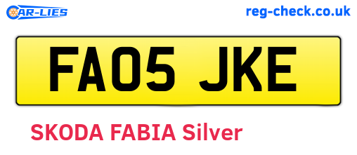 FA05JKE are the vehicle registration plates.