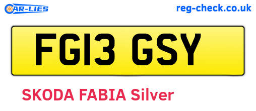 FG13GSY are the vehicle registration plates.