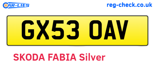 GX53OAV are the vehicle registration plates.