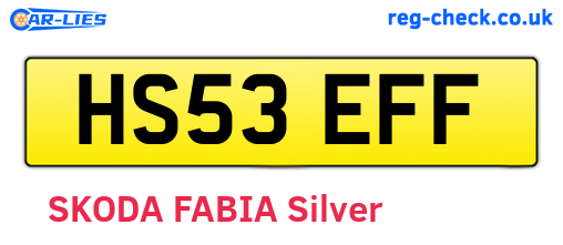 HS53EFF are the vehicle registration plates.