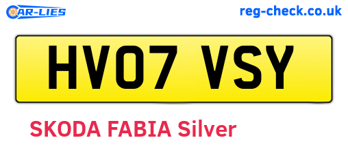 HV07VSY are the vehicle registration plates.