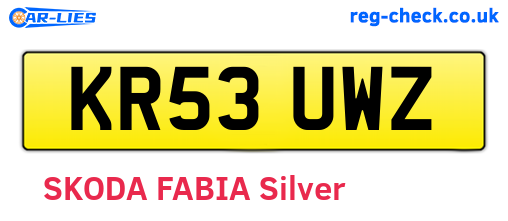 KR53UWZ are the vehicle registration plates.