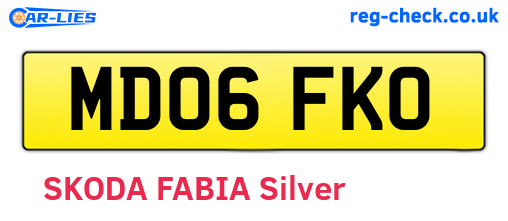 MD06FKO are the vehicle registration plates.