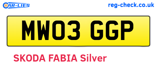 MW03GGP are the vehicle registration plates.