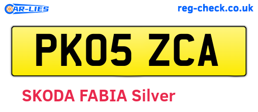 PK05ZCA are the vehicle registration plates.