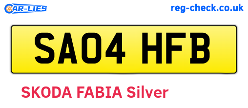 SA04HFB are the vehicle registration plates.