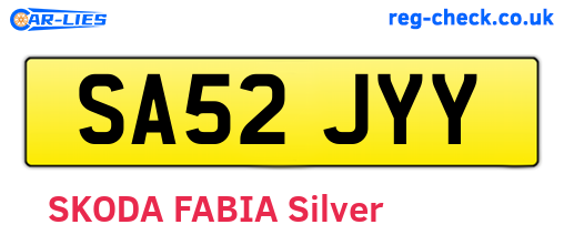 SA52JYY are the vehicle registration plates.