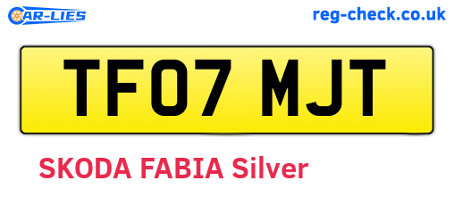TF07MJT are the vehicle registration plates.