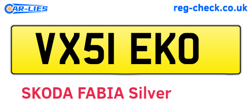 VX51EKO are the vehicle registration plates.