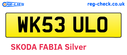 WK53ULO are the vehicle registration plates.