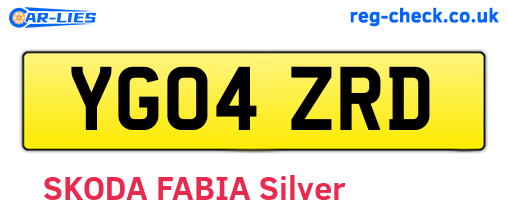 YG04ZRD are the vehicle registration plates.