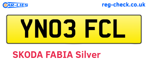 YN03FCL are the vehicle registration plates.