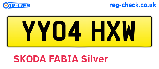 YY04HXW are the vehicle registration plates.