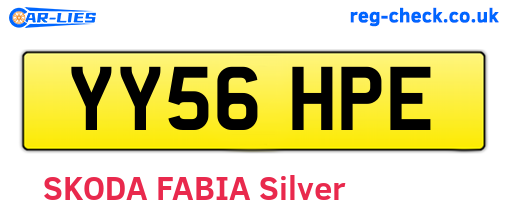 YY56HPE are the vehicle registration plates.