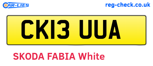 CK13UUA are the vehicle registration plates.