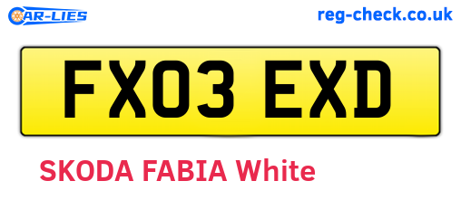 FX03EXD are the vehicle registration plates.
