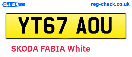 YT67AOU are the vehicle registration plates.