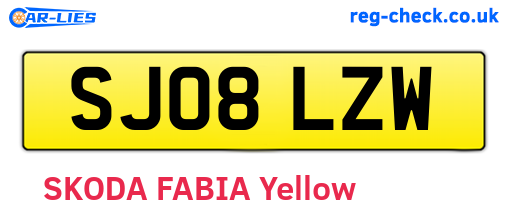 SJ08LZW are the vehicle registration plates.