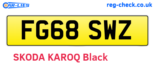 FG68SWZ are the vehicle registration plates.