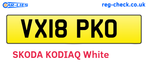VX18PKO are the vehicle registration plates.
