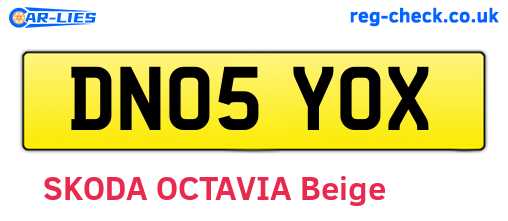 DN05YOX are the vehicle registration plates.