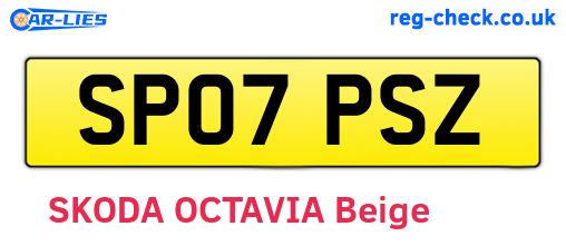 SP07PSZ are the vehicle registration plates.