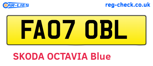 FA07OBL are the vehicle registration plates.