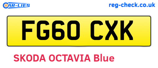 FG60CXK are the vehicle registration plates.