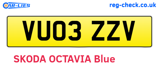 VU03ZZV are the vehicle registration plates.