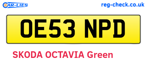 OE53NPD are the vehicle registration plates.