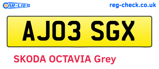 AJ03SGX are the vehicle registration plates.