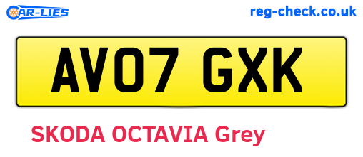 AV07GXK are the vehicle registration plates.