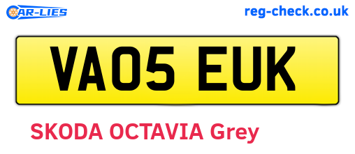 VA05EUK are the vehicle registration plates.