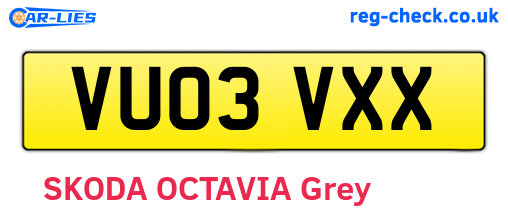 VU03VXX are the vehicle registration plates.