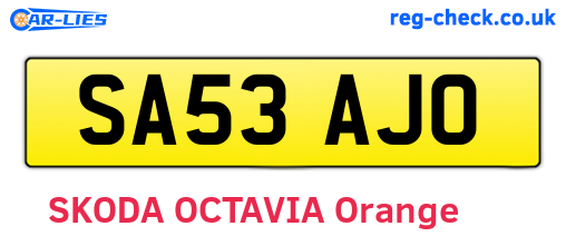 SA53AJO are the vehicle registration plates.