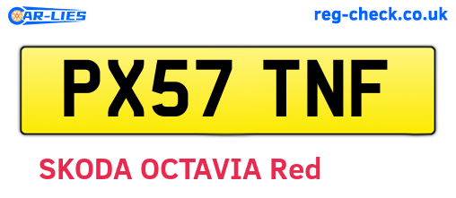 PX57TNF are the vehicle registration plates.