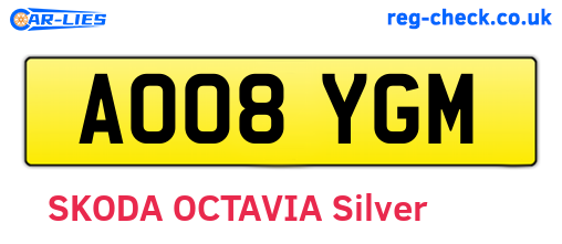 AO08YGM are the vehicle registration plates.