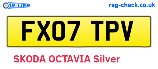 FX07TPV are the vehicle registration plates.