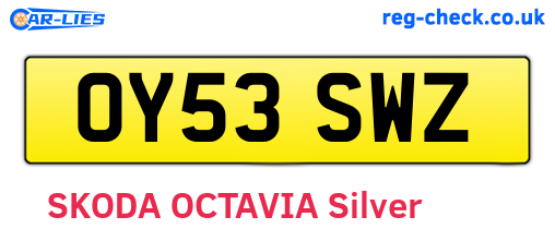 OY53SWZ are the vehicle registration plates.