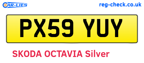 PX59YUY are the vehicle registration plates.
