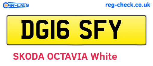 DG16SFY are the vehicle registration plates.