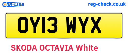 OY13WYX are the vehicle registration plates.