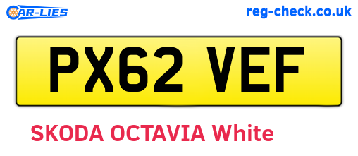 PX62VEF are the vehicle registration plates.