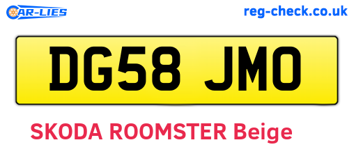 DG58JMO are the vehicle registration plates.