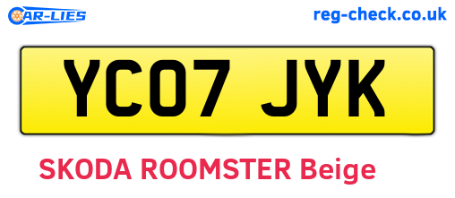 YC07JYK are the vehicle registration plates.